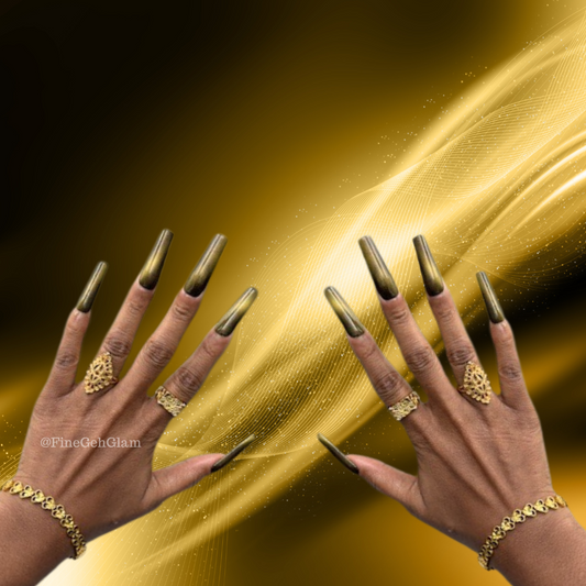 Amber | Cat Eye Nails | Gold Nails | Custom Press Ons |