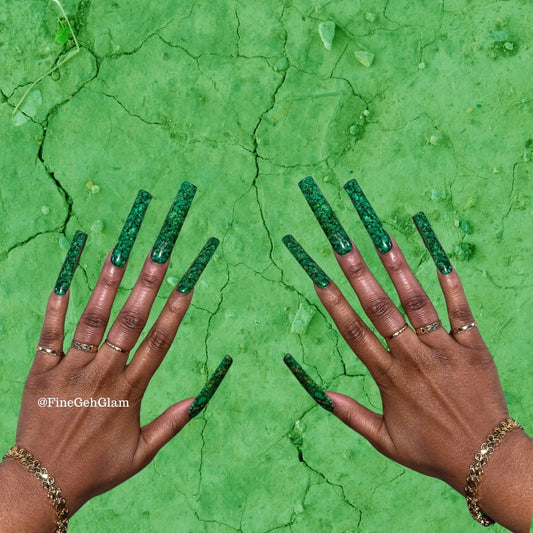 Algae | Green Nails | Alcohol Ink Nails| Custom Nails |